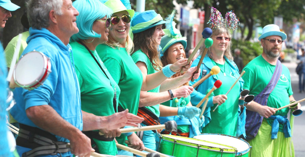 Crooked Tempo Samba Band at West End Carnival in Plymouth